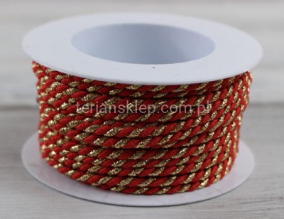 Sznurek skręcany 3mm x 10mb (WS-3/PF) red/gold