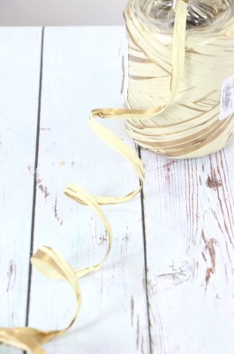 Wstążka rafia RAF01 AM krem / złoty #25/76