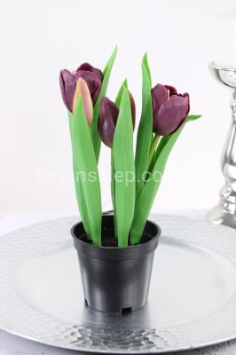 Tulipany silikonowe w doniczce CV10552 purple