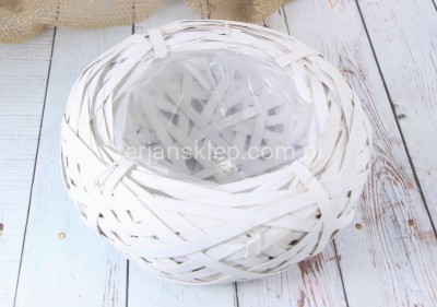 Osłonka GNIAZDO RATTAN okrągła BERBOK208 (biel) 20 cm