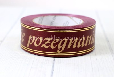 Taśma Ostatnie... 3 cm x 50Y z/z bordo (czarny napis) 113081