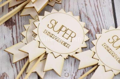 Pik drewniany MEDAL (10 szt) "Super dziadek"
