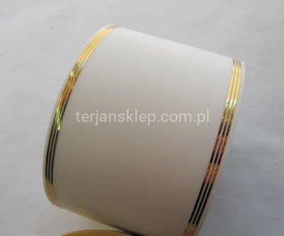 Szarfa 8 cm 112060 biała ze zł. po bokach