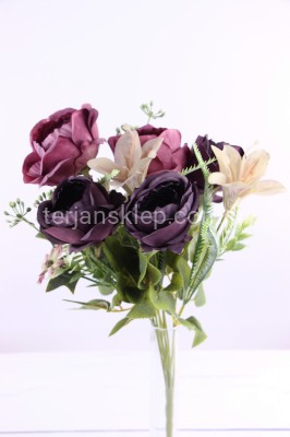 Bukiet pudrowe peonie + lilijki CE664 c.fiolet/c.róż