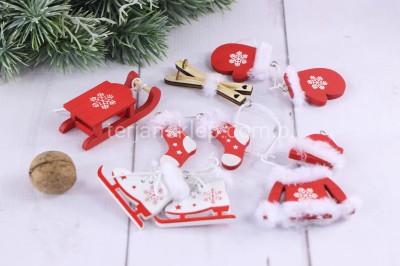 Zestaw drewnianych dekorów TG61159 red