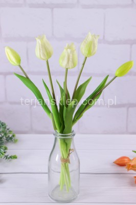 Tulipany kielichowe silikonowe WYŻSZE wiązka CV18661 cream green #1