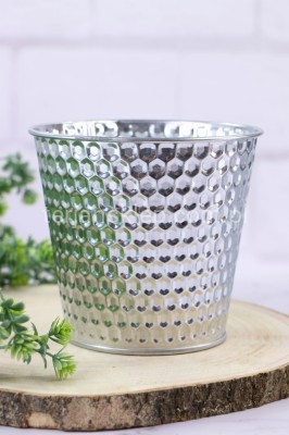 Wiaderko / osłonka metalowa młotkowana TG63219 silver