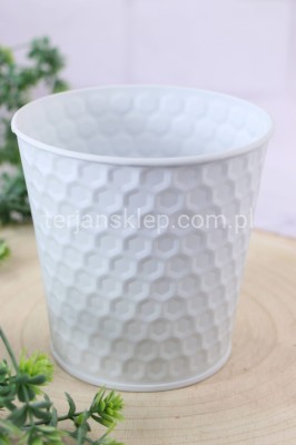 Wiaderko / osłonka metalowa młotkowana TG63221 #1 white