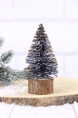 Choinka żyłkowa na pieńku MAŁA CV20693   granat/złoto