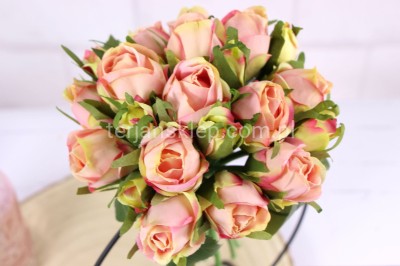Wiązka róż CA844 "ślubna" lt pink green