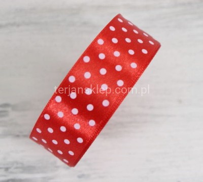 Taśma satyna kropeczki 2,5 cm x 20Y red C1056