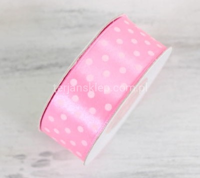 Taśma satyna kropeczki 2,5 cm x 20Y  lt pink C1039