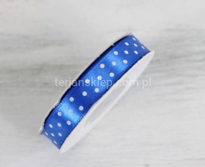 Taśma satyna kropeczki 1,2 cm x 20Y  royal blue