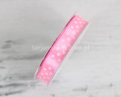Taśma satyna kropeczki 1,2 cm x 20Y  lt pink