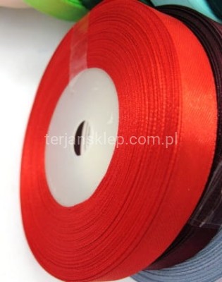 Taśma satynowa 12mm x 32 mb red / #050