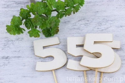 Drewniany pik (10 szt) CYFRA "5"