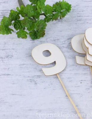 Drewniany pik (10 szt) CYFRA "9"