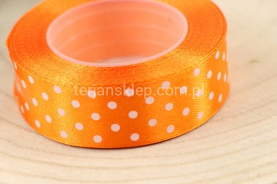 Taśma satynowa KROPECZKI 2,5 cm x 20 y orange