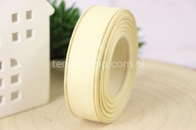 Taśma rypsowa z metaliczną nitką WRZP25 (2,5 cm x 18 mb) cream/gold #010