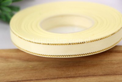 Taśma rypsowa z metaliczną nitką WRZP12 (1,2 cm x 18 mb) cream/gold #010