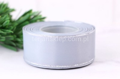 Taśma rypsowa z metaliczną nitką WRSP38 (3,8 cm x 18 mb) grey/silver #110
