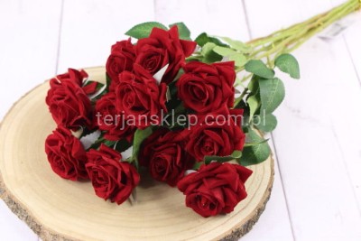 Wiązka róż welurowych ART225 (12 szt) rubin