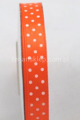 Taśma satyna kropeczki 1,2 cm x 22 mb orange