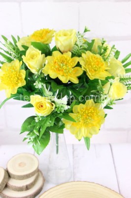 Bukiet dalie z różami C1822 yellow