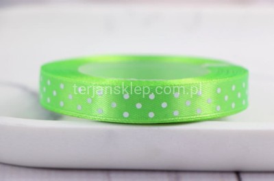 Taśma satyna kropeczki 1,2 cm x 20Y  apple green