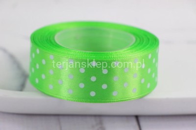Taśma satyna kropeczki 2,5 cm x 20Y  apple green C1118