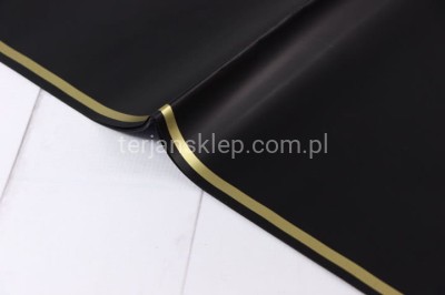 Folia satynowa (20 arkuszy) 58 x 58 cm black/gold/złoty pas