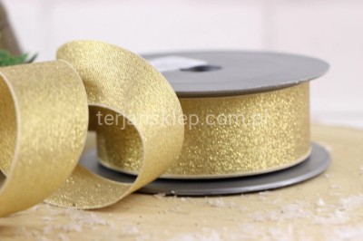 Taśma mieniąca tkana 225344 3,5 cm gold
