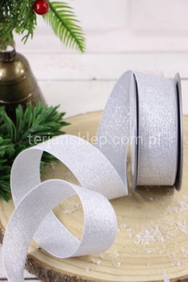 Taśma mieniąca tkana 225344 3,5 cm silver