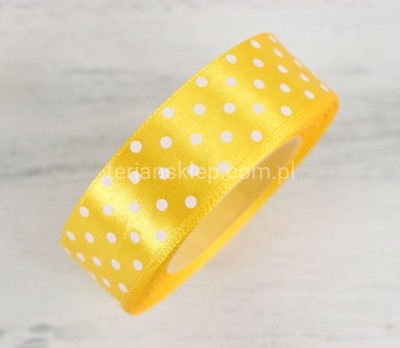 Taśma satyna kropeczki 1,2 cm x 20Y dark yellow