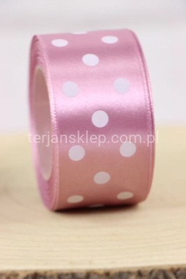 Taśma satyna kropki 3,8 cm x 20Y autumn rose