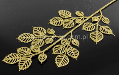 Brokacona gał. liści róży XY115 / HF019 / X2857 (12 szt) gold