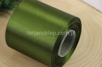 Taśma satynowa / szarfa  10 cm x 32 mb dk olive green