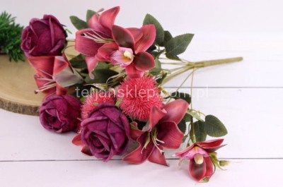 Bukiet róże + storczyki + lilie MIL200304 beauty