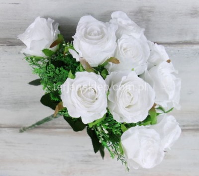 Róże pojed. w wiązce F088 (12 szt) white