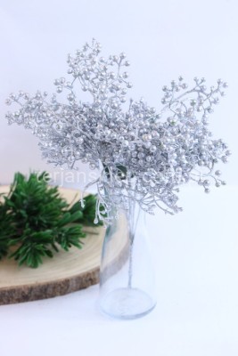 Dodatek brokacony z kuleczkami (wiązka 6 szt) CV37049 silver