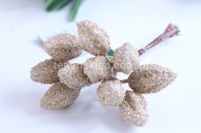 Migdały brokacone na druciku (wiązka) CV37113 szampan