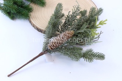 Gałązka delikatnie oszroniona z szyszką XYD031