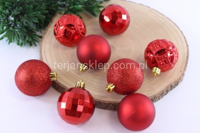 Bombki plast. (8 szt) MIX AR3 798T08 red