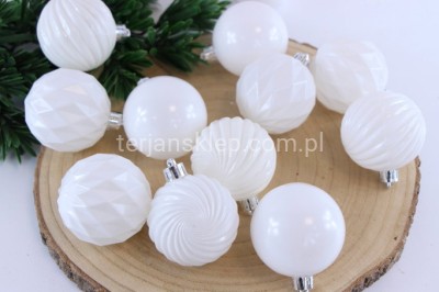 Bombki plast. (24 szt) MIX AR3 942T24 WHITE