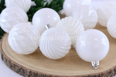 Bombki plast. (12 szt) MIX AR3 038AM12 WHITE