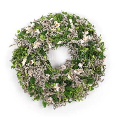 Wianek z suszonych kwiatów fi 30 cm green