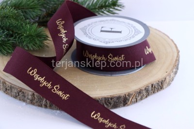 Taśma tkana WESOŁYCH ŚWIĄT 225520.Z burgund