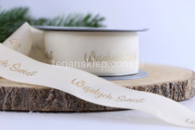 Taśma tkana WESOŁYCH ŚWIĄT 225373.Z cream