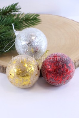 Bombki plastik.oszronione (fi 7 cm) TG51230 (12 szt) mix