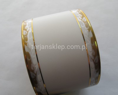 Szarfa 8 cm x 50Y z/z z listkami 113020 white/gold